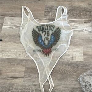 Blue and White Tie-Dye One Piece Swimsuit